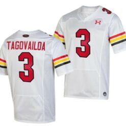 Maryland Terrapins Taulia Tagovailoa Jersey #3 College Football Game Throwback 2023 White