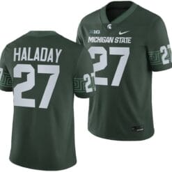 Michigan State Spartans Cal Haladay Jersey #27 College Football Game 2023 Green