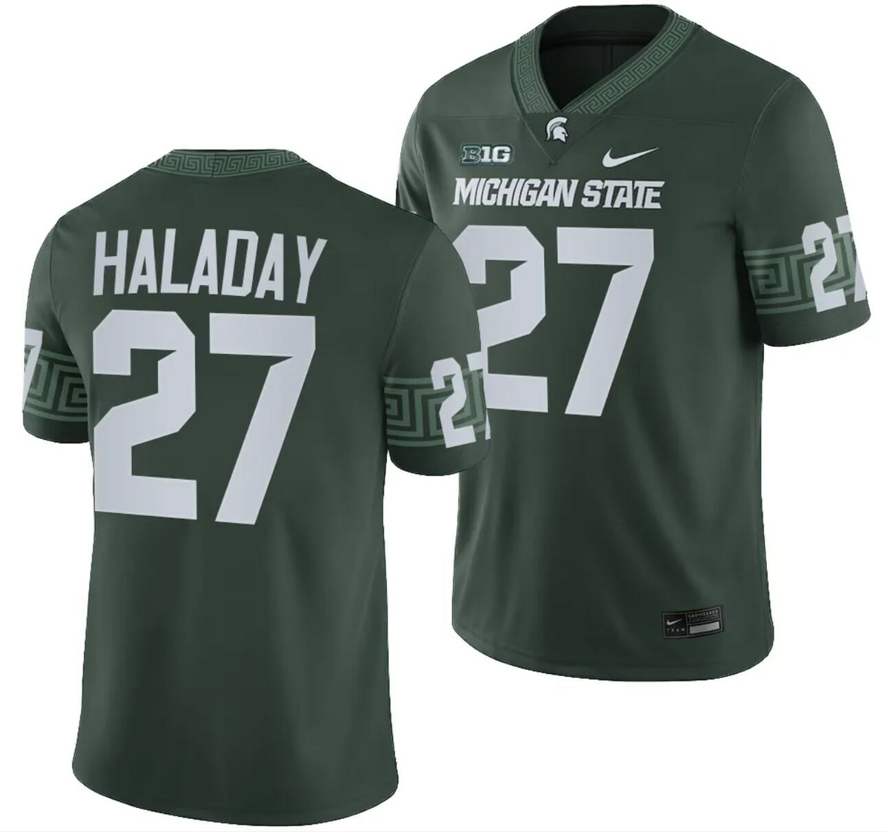 Michigan State Spartans Cal Haladay Jersey #27 College Football Game 2023 Green