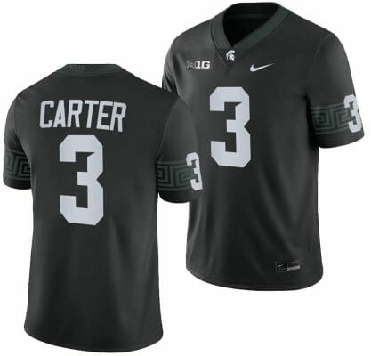 Michigan State Spartans Nathan Carter Jersey #3 College Football Game 2023 Black