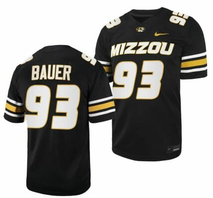 Missouri Tigers #93 Luke Bauer Jersey NCAA College Football 2023 Black