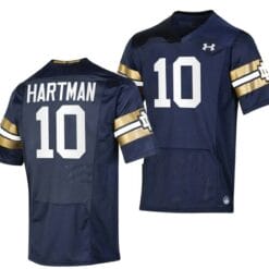 Notre Dame Fighting Irish #10 Sam Hartman Jersey College Football Shamrock Series Navy
