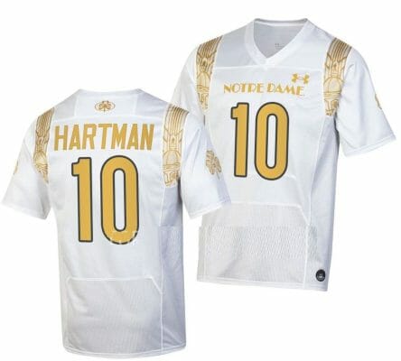 Notre Dame Fighting Irish #10 Sam Hartman Jersey Shamrock Series College Football White