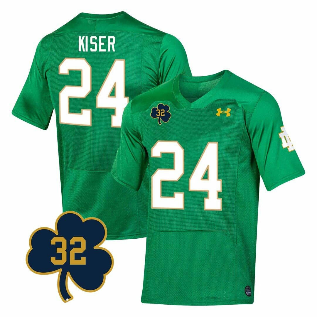 Notre Dame Jack Kiser Jersey #24 College Football Johnny Lujack Patch 32 Green