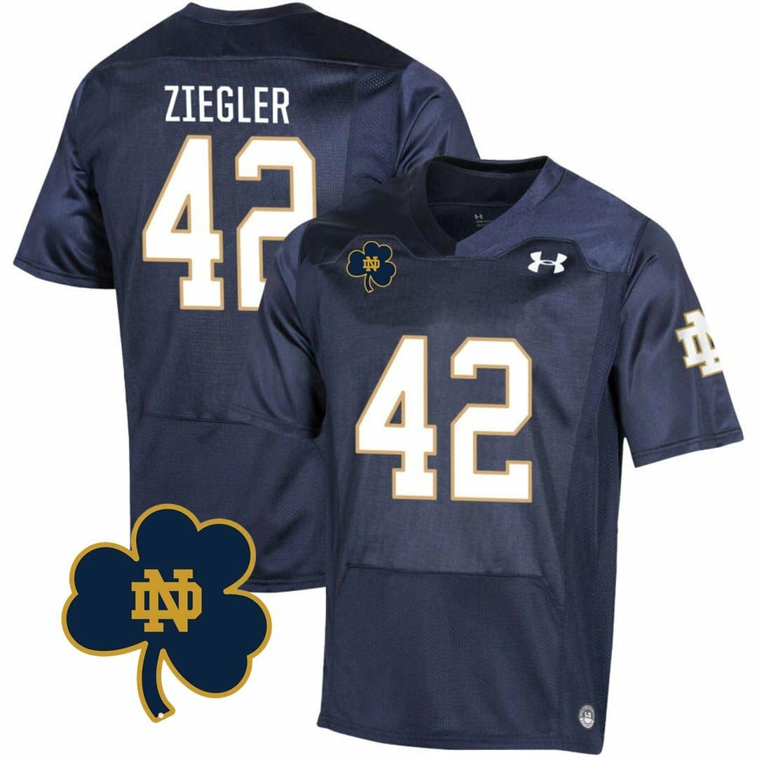 Notre Dame Nolan Ziegler Jersey #42 College Football Johnny Lujack Patch Navy