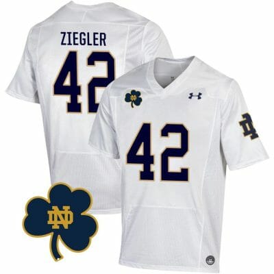 Notre Dame Nolan Ziegler Jersey #42 College Football Johnny Lujack Patch White