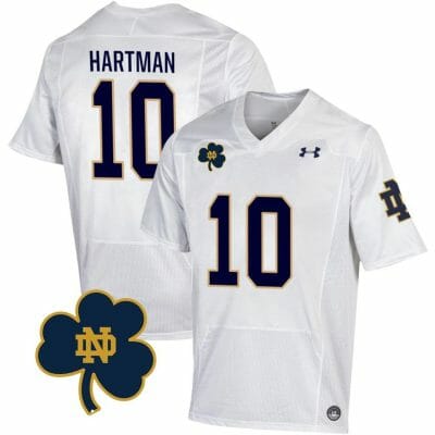 Notre Dame Sam Hartman Jersey #10 College Football Johnny Lujack Patch White
