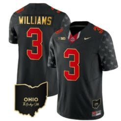 Ohio State Buckeyes Miyan Williams Jersey #3 College Football Stitched Alternate Black Gold Trim