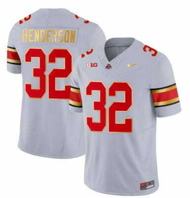 Ohio State Buckeyes TreVeyon Henderson Jersey #32 College Football Stitched Gold Trim