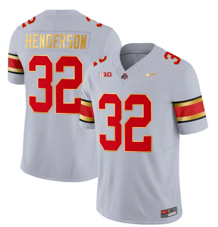 Ohio State Buckeyes TreVeyon Henderson Jersey #32 College Football Stitched Gold Trim