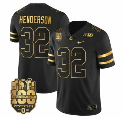 Ohio State Buckeyes TreVeyon Henderson Jersey #32 College Football Stitched Black Gold