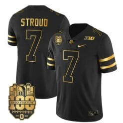 Ohio State Buckeyes CJ Stroud Jersey #7 College Football Stitched Black Gold