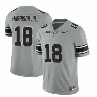 Ohio State Buckeyes Marvin Harrison Jr Jersey #18 College Football Stitched Black Gray