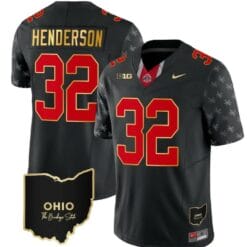 Ohio State Buckeyes Treveyon Henderson Jersey #32 College Football Stitched Alternate Black Gold Trim