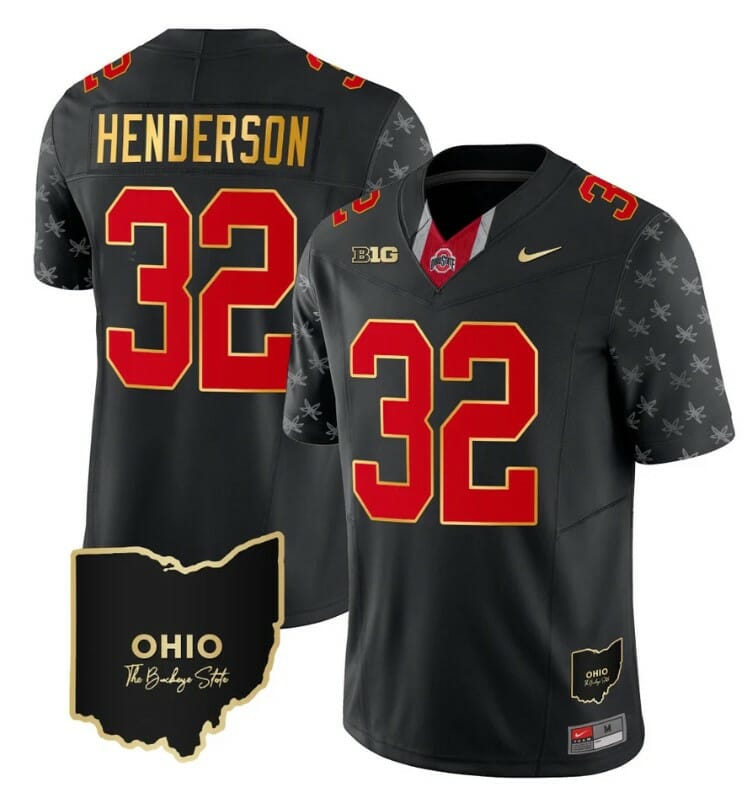 Ohio State Buckeyes Treveyon Henderson Jersey #32 College Football Stitched Alternate Black Gold Trim