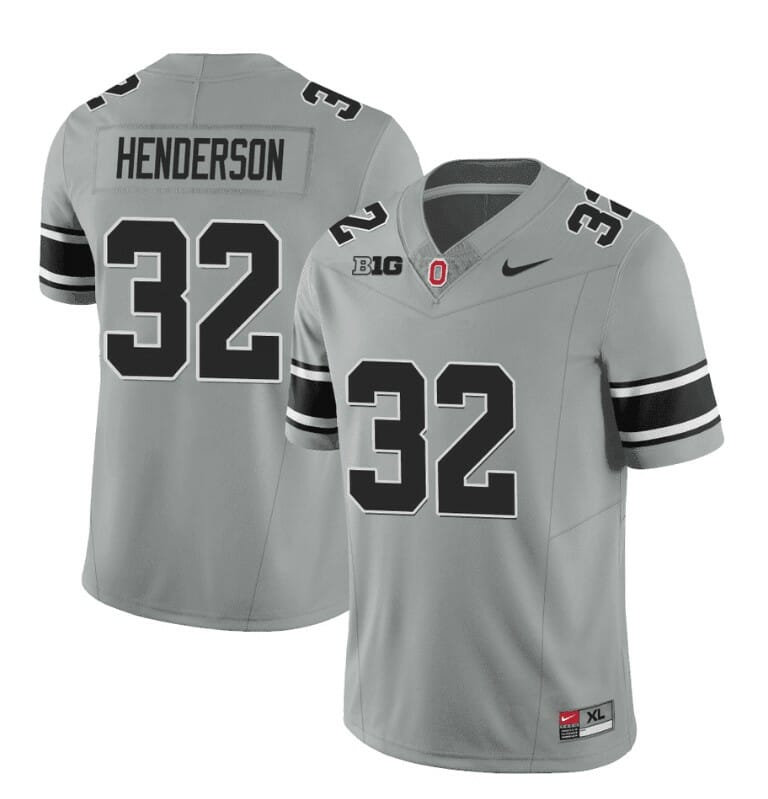 Ohio State Buckeyes Treveyon Henderson Jersey #32 College Football Stitched Black Gray