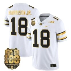 Ohio State Buckeyes Marvin Harrison Jr Jersey #18 College Football Stitched White Gold