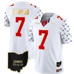 Ohio State Buckeyes CJ Stroud Jersey #7 College Football Stitched Alternate White Gold Trim