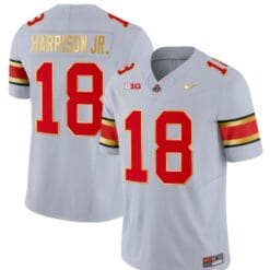 Ohio State Buckeyes Marvin Harrison Jr Jersey #18 College Football Stitched Gold Trim
