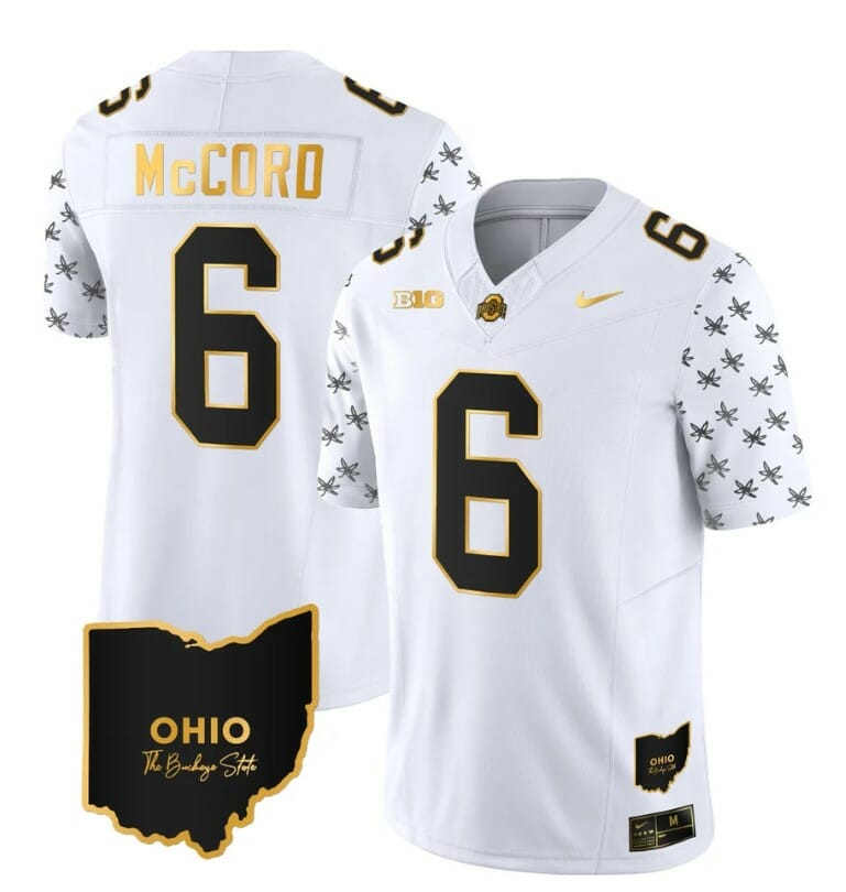 Ohio State Buckeyes Kyle Mccord Jersey #6 College Football Stitched Alternate White Gold