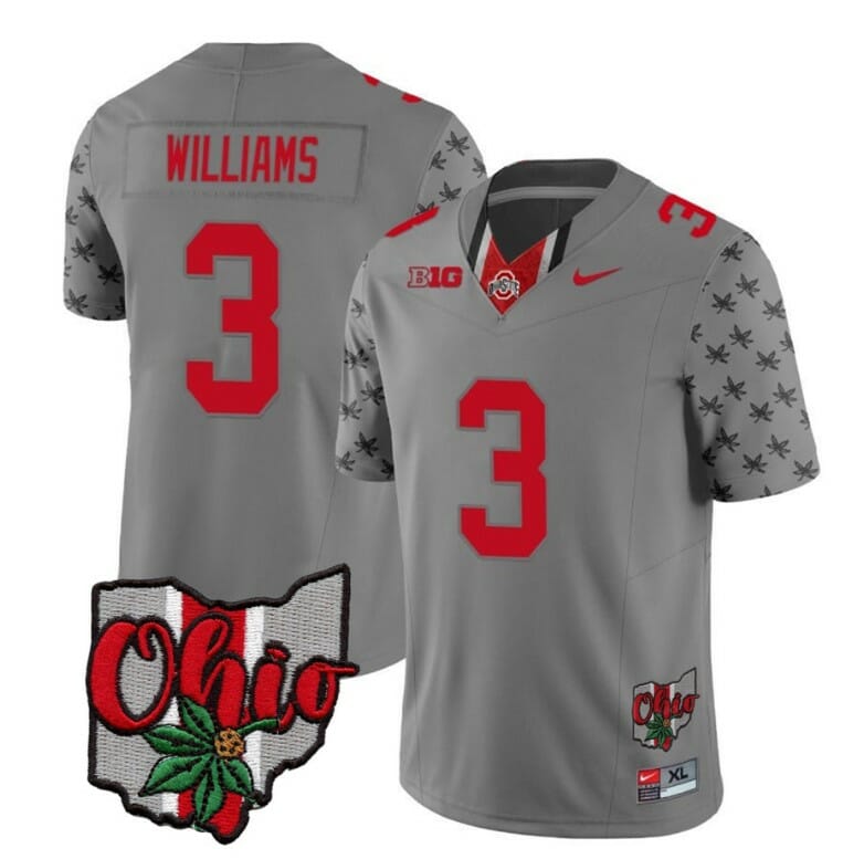 Ohio State Buckeyes Miyan Williams Jersey #3 College Football Stitched Alternate 2023 Gray