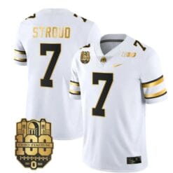 Ohio State Buckeyes CJ Stroud Jersey #7 College Football Stitched White Gold