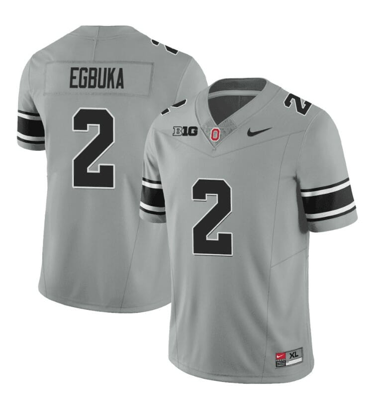 Ohio State Buckeyes Emeka Egbuka Jersey #2 College Football Stitched Black Gray