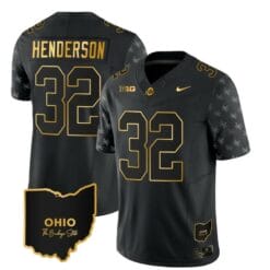 Ohio State Buckeyes Treveyon Henderson Jersey #32 College Football Stitched Alternate Black Gold