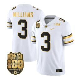 Ohio State Buckeyes Miyan Williams Jersey #3 College Football Stitched White Gold