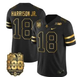 Ohio State Buckeyes Marvin Harrison Jr Jersey #18 College Football Stitched Black Gold