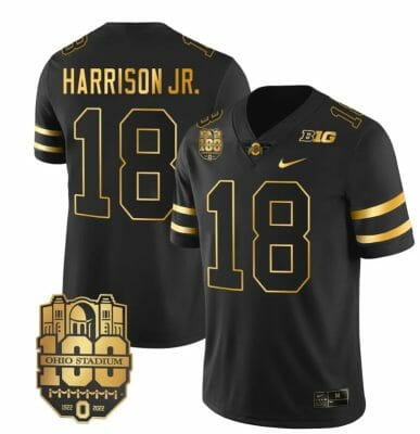 Ohio State Buckeyes Marvin Harrison Jr Jersey #18 College Football Stitched Black Gold