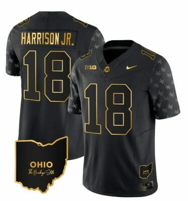 Ohio State Buckeyes Marvin Harrison Jr Jersey #18 College Football Stitched Alternate Black Gold