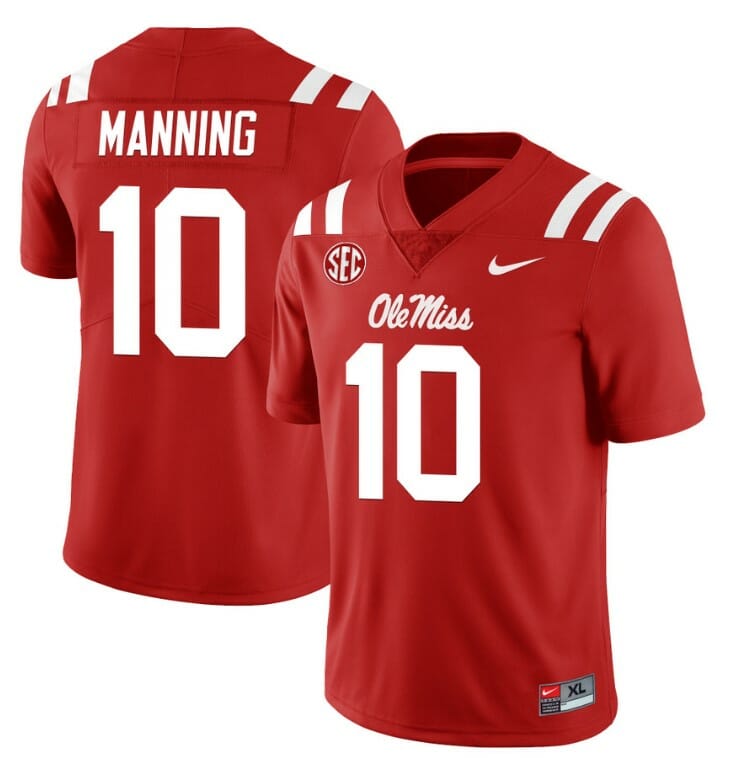 Ole Miss Rebels Eli Manning Jersey #10 College Football All Stitched Red