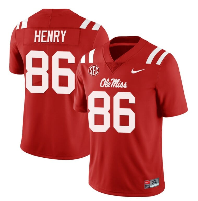 Ole Miss Rebels JJ Henry Jersey #86 College Football All Stitched Red