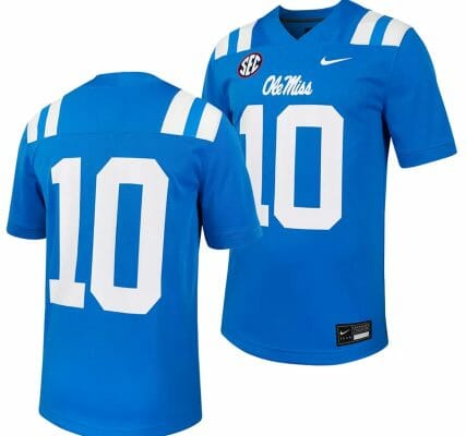 Ole Miss Rebels Austin Simmons Jersey #13 Untouchable College Football 2023 Powder Blue