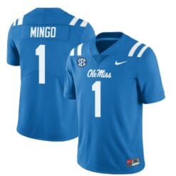 Ole Miss Rebels Jonathan Mingo Jersey #1 College Football All Stitched Light Blue