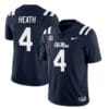 Ole Miss Rebels Malik Heath Jersey #4 College Football All Stitched Navy