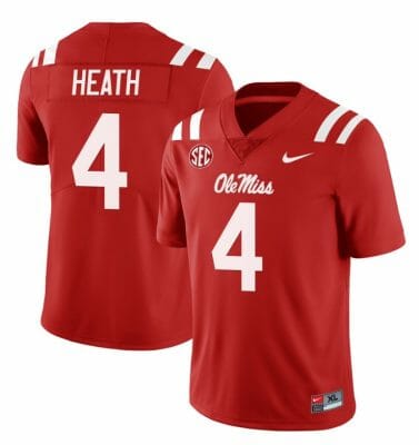 Ole Miss Rebels Malik Heath Jersey #4 College Football All Stitched Red