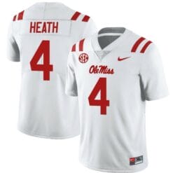 Ole Miss Rebels Malik Heath Jersey #4 College Football All Stitched White