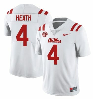 Ole Miss Rebels Malik Heath Jersey #4 College Football All Stitched White