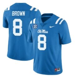 Ole Miss Rebels Troy Brown Jersey #8 College Football All Stitched Light Blue