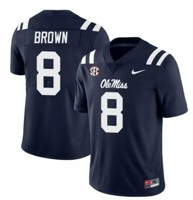 Ole Miss Rebels Troy Brown Jersey #8 College Football All Stitched Navy