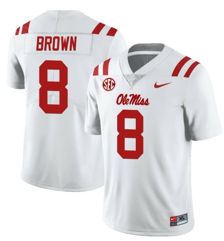 Ole Miss Rebels Troy Brown Jersey #8 College Football All Stitched White
