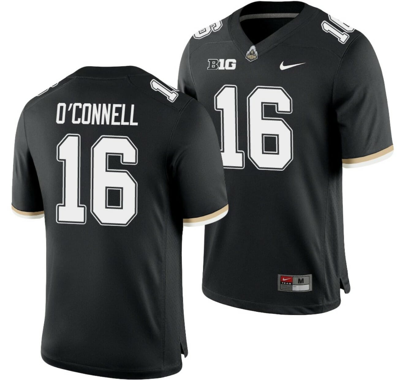 Purdue Boilermakers Aidan O'Connell Jersey #16 College Football Game Black