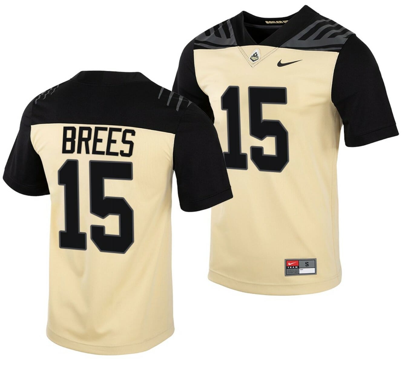 Purdue Boilermakers Drew Brees Jersey #15 College Football Gold Vapor Untouchable