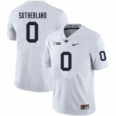 Penn State Jonathan Sutherland Jersey #0 College Football Game White With Name