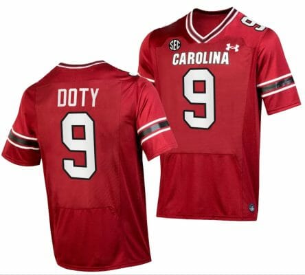 South Carolina Gamecocks Luke Doty Jersey #9 College Football Stitched Garnet 2023