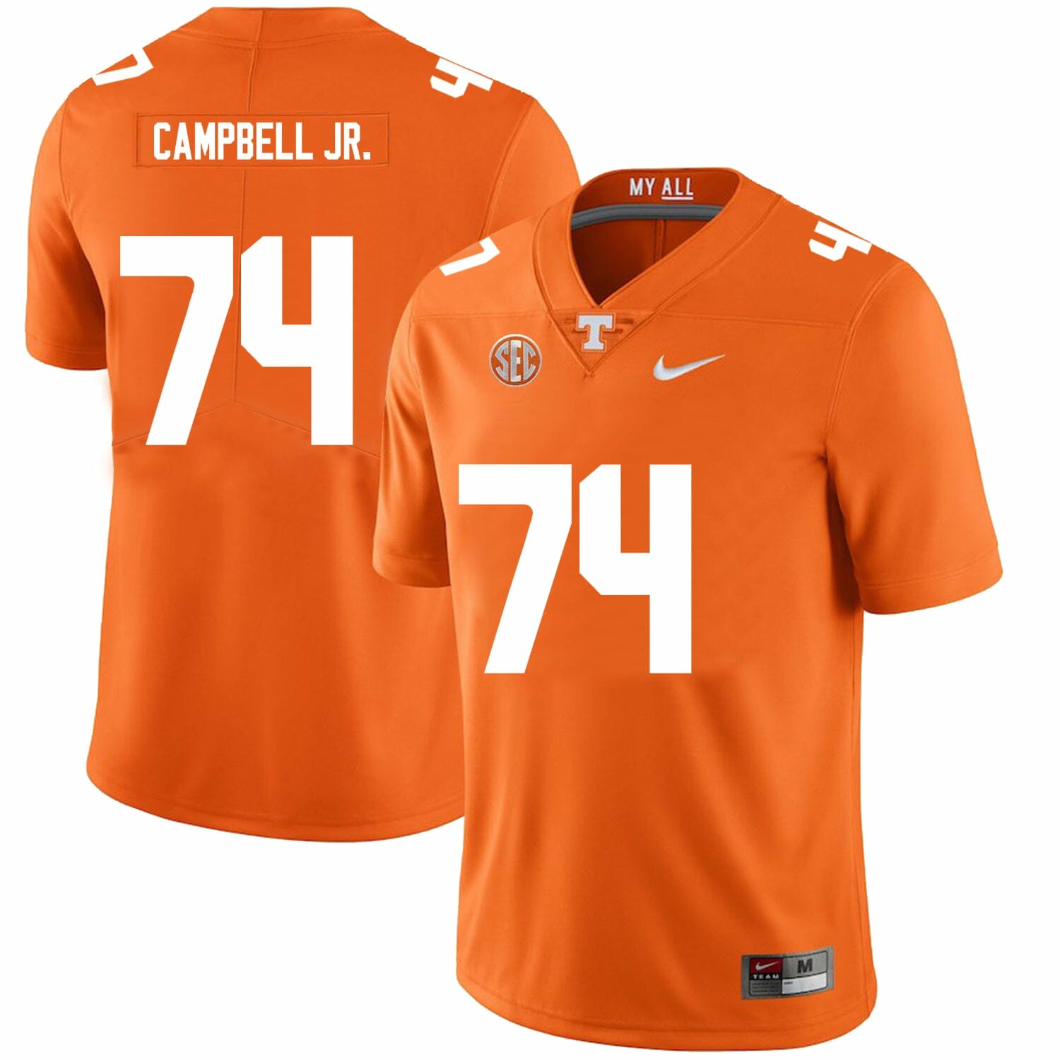 Tennessee Volunteers #74 John Campbell Jr Jersey College Football New Orange