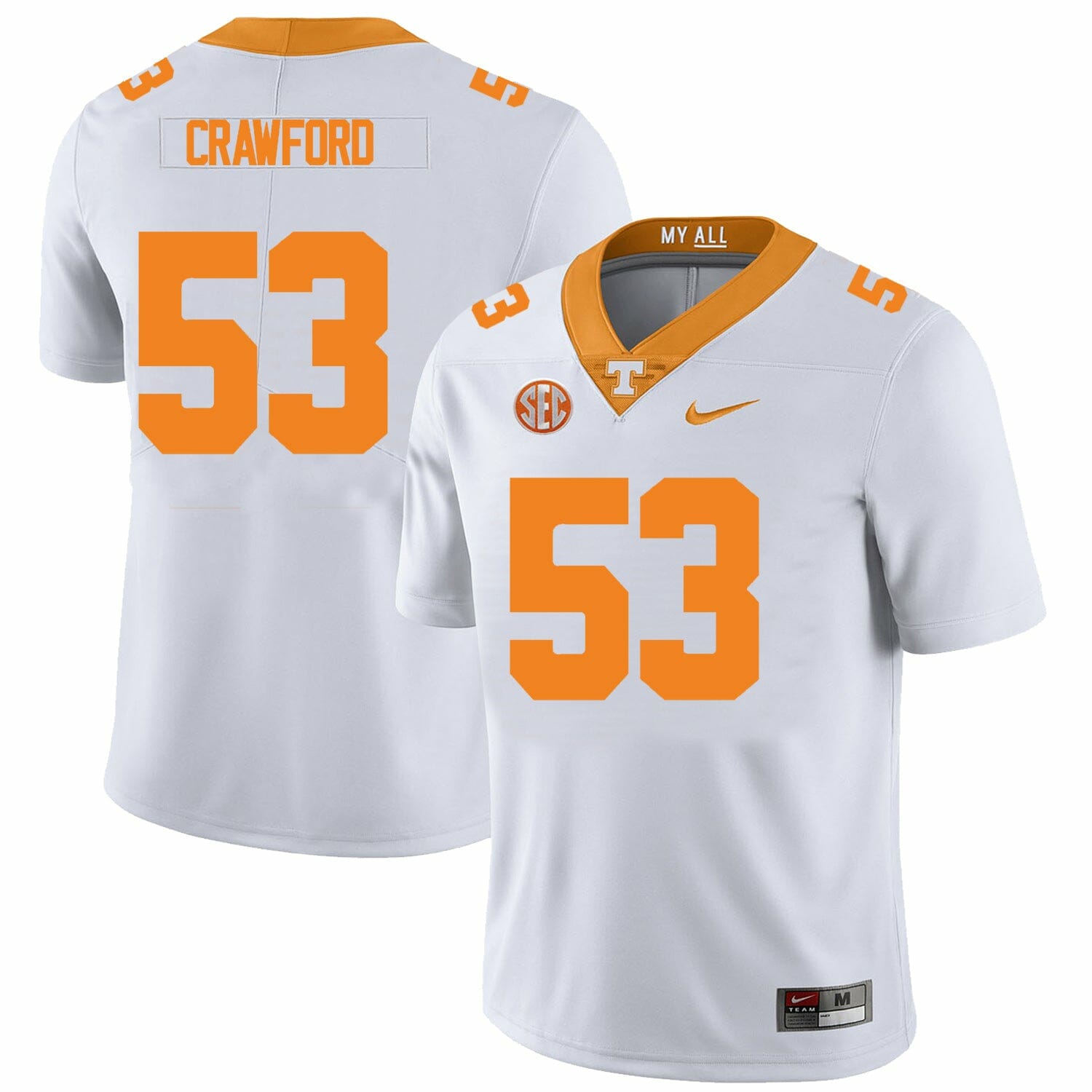 Tennessee Volunteers #53 Jeremiah Crawford Jersey College Football New White