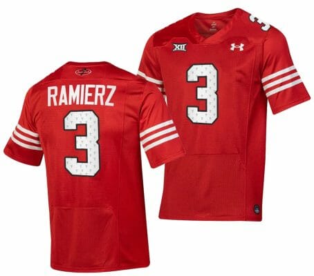 Texas Tech Red Raiders Bryce Ramierz Jersey #3 College Football Throwback Stitched Red